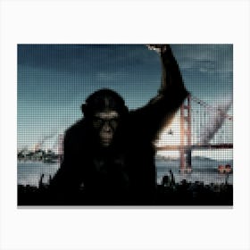 Planet Of The Apes In A Pixel Dots Art Style Canvas Print