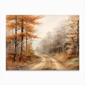 A Painting Of Country Road Through Woods In Autumn 60 Canvas Print