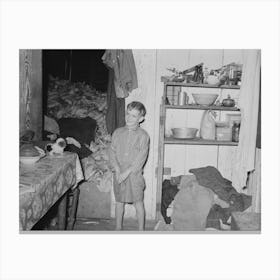 Son Of The Adams Family, Morganza, Louisiana, In Kitchen With Corn Crib In The Rear Room By Russell Lee Canvas Print
