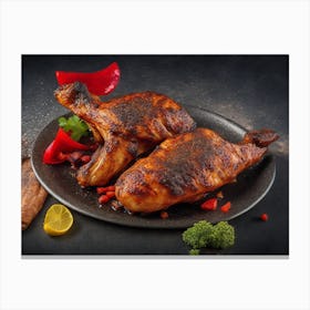 Grilled Chicken On A Plate Canvas Print