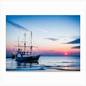 Sunset On The Beach - Ai Canvas Print