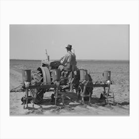 Tractor With Four Row Planter, Large Farm Near Ralls, Texas, This Planter Was Fashioned And Made By A Smith From Canvas Print
