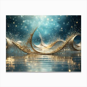 Sparkling golden waves in the sea 12 Canvas Print