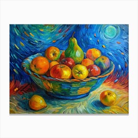 Van Gogh A Colorful Fruit Bowl On A Textured Surf Lienzo