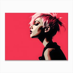 New Wave Girl With Pink Hair Canvas Print