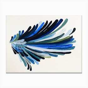 Blue Open Wings Feather Painting Canvas Print