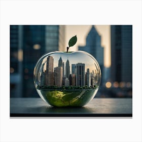 Default A Bustling Metropolis Encapsulated In A Glass Apple It 2 Canvas Print