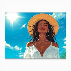 Illustration of an African American woman at the beach 27 Canvas Print