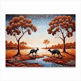 Default Australian Aboriginal Dot Painting Style Art Landscape 0 (3) Canvas Print