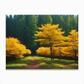 Yellow Trees In The Forest 2 Canvas Print