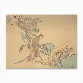 Night Parade of A Hundred Demons Kawanabe Kyosai Vintage Japanese Woodblock Print Yokai 14 Canvas Print