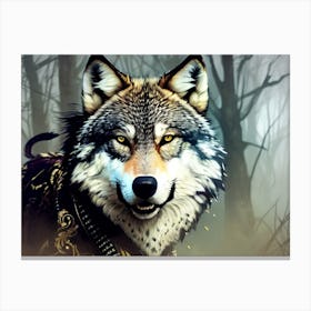Wolf In The Woods 18 Canvas Print