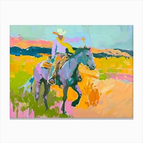 Neon Cowboy In Sonoran Desert Arizona 3 Painting Canvas Print
