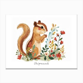 Little Floral Chipmunk 1 Poster Canvas Print
