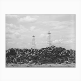 Piles Of Worn Out Automobile Tires In Oil Fields At Kilgore, Texas, Bad Roads And Heavy Trucking In The Oil Fields Cause Canvas Print