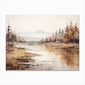 A Painting Of A Lake In Autumn 14 Canvas Print