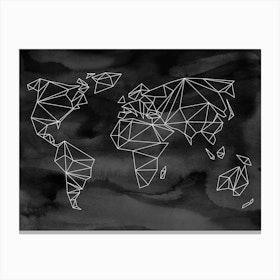 Geometrical World Black Aquarell Canvas Print