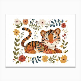Little Floral Bengal Tiger 1 Canvas Print