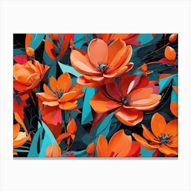 Orange Flowers paintings art print Canvas Print