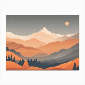 Misty mountains horizontal background in orange tone 122 Canvas Print