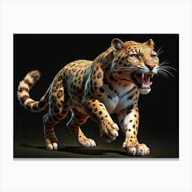 Leopard Roaring Illustrtion Canvas Print