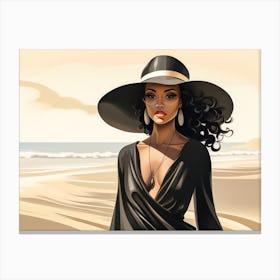 Illustration of an African American woman at the beach 77 Canvas Print