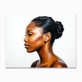 Side Profile Of Beautiful Woman Oil Painting 142 Canvas Print