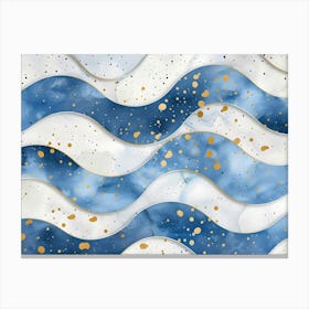 Blue And Gold Waves 1 Canvas Print