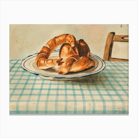 Plate Of Croissants Canvas Print