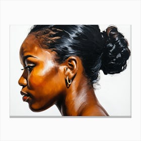 Side Profile Of Beautiful Woman Oil Painting 132 Canvas Print