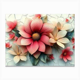 3d Cracked Flowers 3 Canvas Print