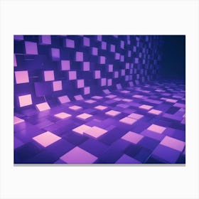 Abstract Image Of A Wall And Floor Covered In A Pattern Of Purple Cubes Canvas Print