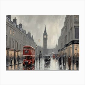 Vintage London On A Rainy Day travel postar wallart print Canvas Print