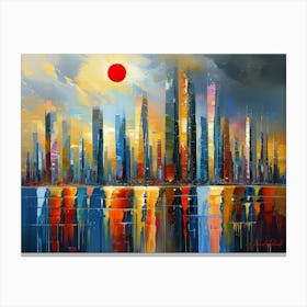 Megalopolis City Skyline Expressionism Pt. 2 Canvas Print