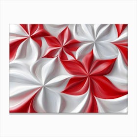 3d Red And White Flower Design Canvas Print