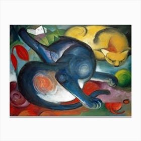 Two Cats; Blue And Yellow; Franz Marc Canvas Print