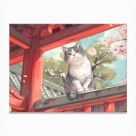 Cat Sitting On A Balcony Canvas Print