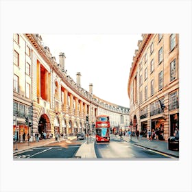 Regent Street And Red Double Decker Bus, London, Uk Canvas Print