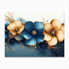 Blue And Gold Flowers 1 Canvas Print