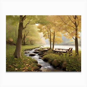 Stream In The Woods Canvas Print