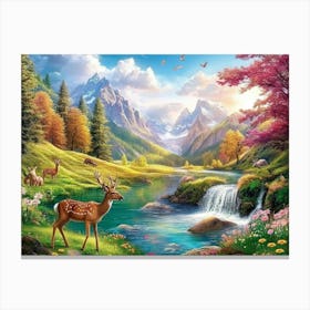 Deer In The Forest 3 Canvas Print