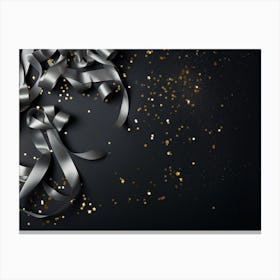 Christmas Ribbons On A Black Background Canvas Print