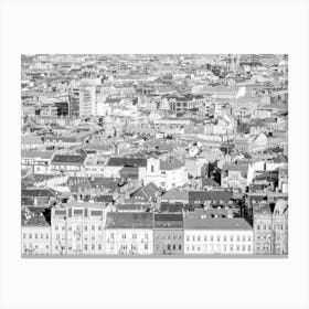 Black And White Budapest Rooftops Canvas Print
