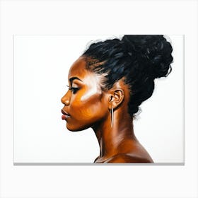 Side Profile Of Beautiful Woman Oil Painting 140 Canvas Print