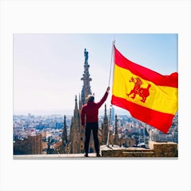 A Distinctively Spanish Arm Wrapped In The Vibrant Colors Of The National Ensign Of Red And Yellow (5) Canvas Print