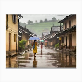 Rainy Day In The Village paintings art print Canvas Print