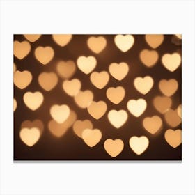 A Blurred Background Of Heart Shaped Lights In Shades Of Gold, Creating A Romantic And Festive Atmosphere Canvas Print