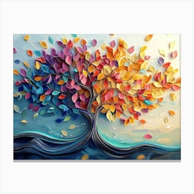 Elegant Colorful Tree with Vibrant Leaves Hanging Branches 10 Canvas Print