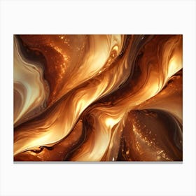 Abstract Image Of Swirling, Golden Liquid, Creating A Dynamic And Organic Pattern Canvas Print