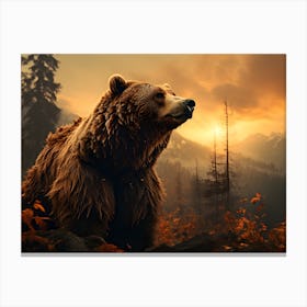 Bear Serenity: Mountain Escape Artwork Canvas Print